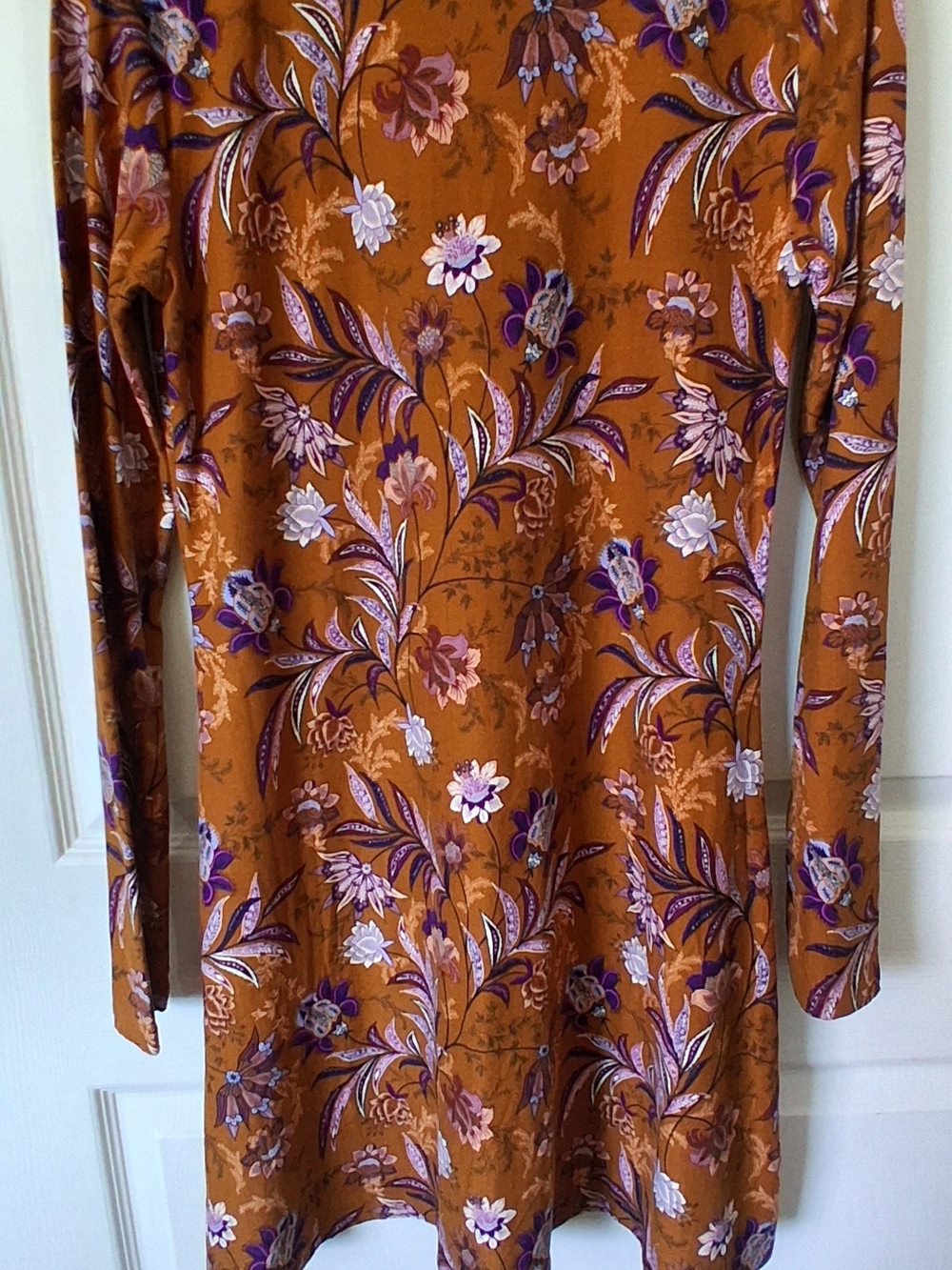 Mudd Rust Floral Tunic with Purple and Cream Flowers